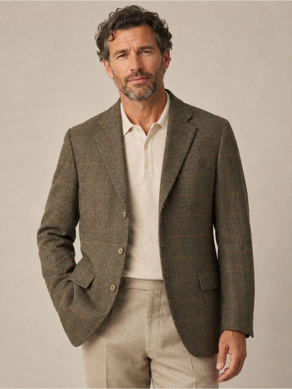 Kiton Napoli 100% Cashmere Green Plaid Blazer EU 58 US 48